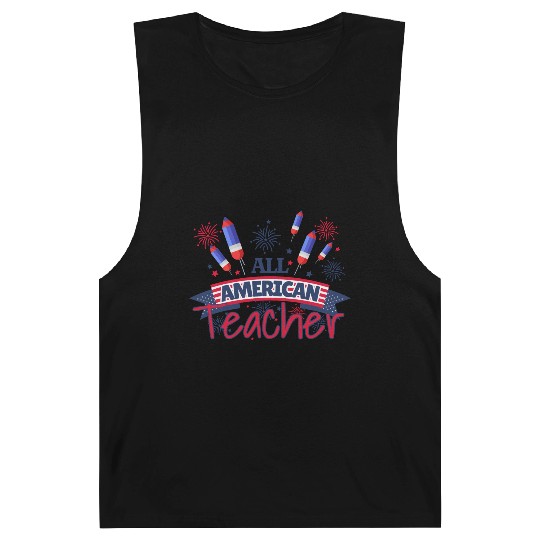 All American Teacher. Patriotic Teacher Barnard Tanks