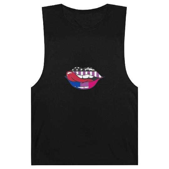 LGBTQ Pride Patriotic US Flag Tongue Bisexual Flag Barnard Tanks