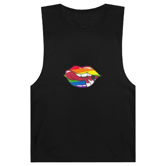 LGBTQ Rainbow Pride Flag Funny Sexy Lips Barnard Tanks