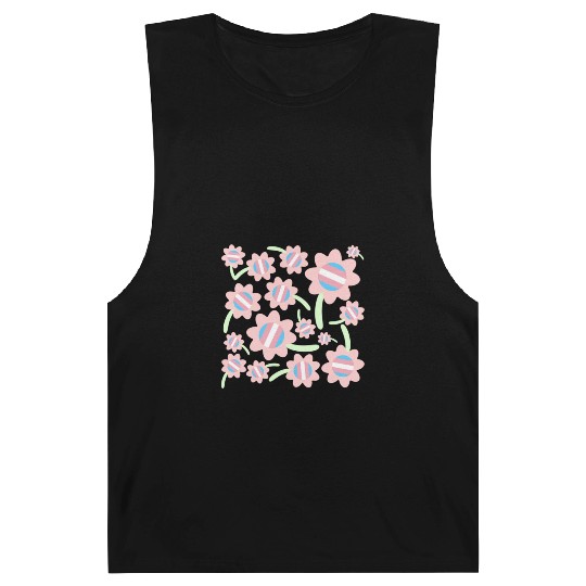 Transgender Pride Flag Flower Pattern Barnard Tanks
