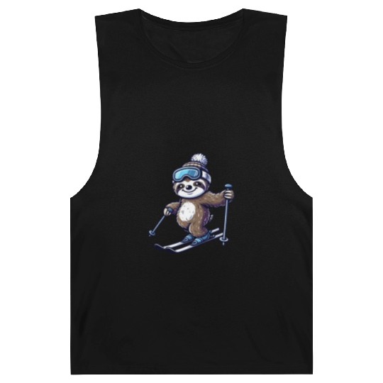 Relaxed Sloth Skier – Winter Fun on the Slopes Barnard Tanks