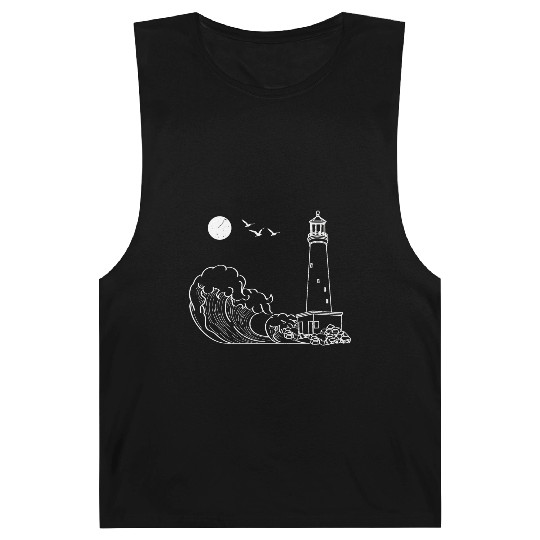 sea waves seagulls gift full moon lighthouse Barnard Tanks