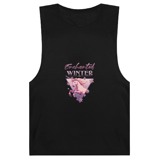 Enchanted Winter 80s Retro Lilac Unicorn Barnard Tanks