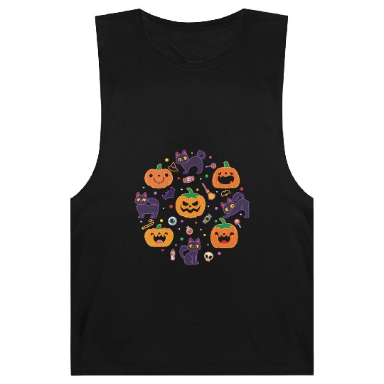 Halloween Pumpkin Cat Barnard Tanks