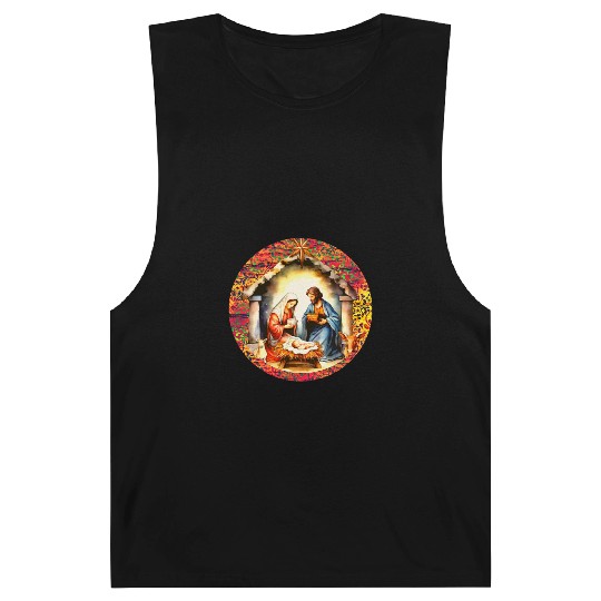 Nativity scene with Mary Joseph Baby Jesus Barnard Tanks
