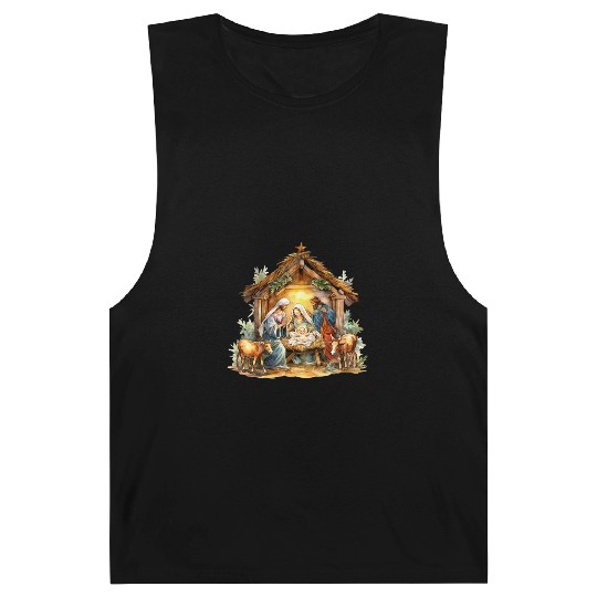Nativity scene with Mary Joseph Baby Jesus Barnard Tanks