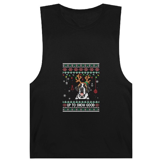 Saint Bernard Dog Reindeer Ugly Christmas Xmas Barnard Tanks