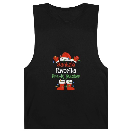 Santa's Favorite Pre K Teacher Funny Christmas Barnard Tanks