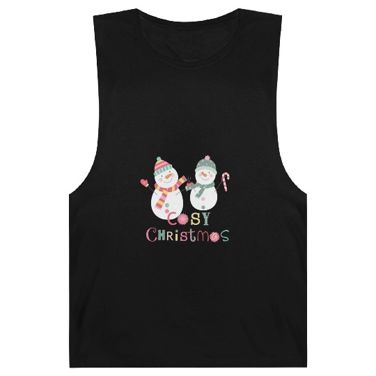 Fun Winter Snowman Colorful Cozy Christmas Barnard Tanks