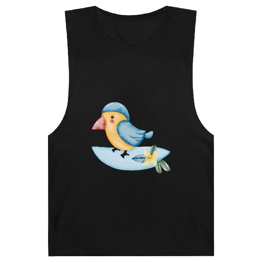 Surfing Bird Watercolor Barnard Tanks