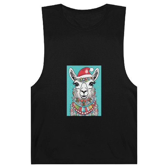 Cute llama with Christmas Hat D83C DF85 Barnard Tanks