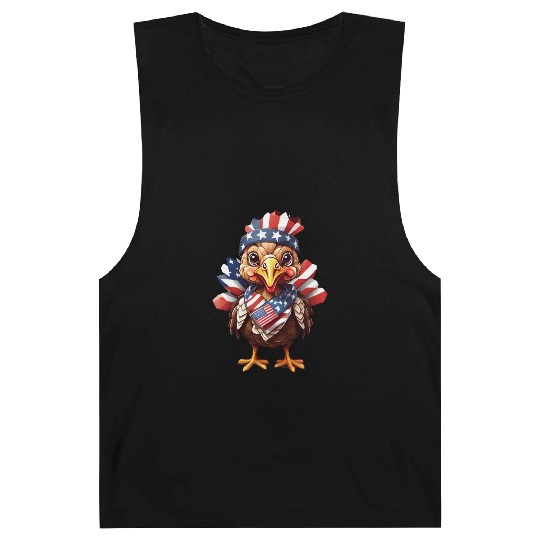 Feathered Patriot: Turkey in Stars & Stripes Barnard Tanks