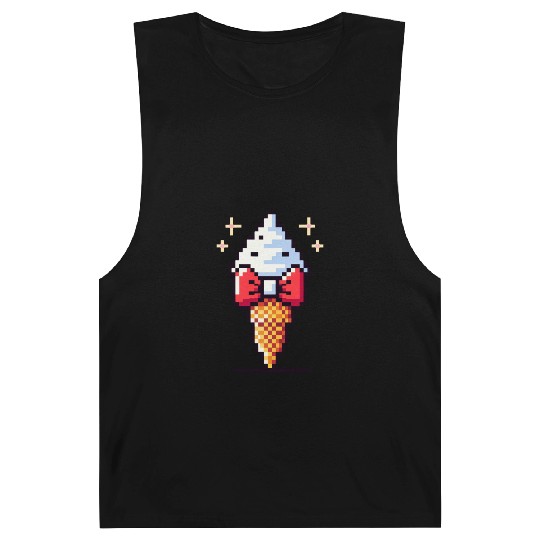 Whimsical 8-Bit Ice Cream: Retro Bow Tie Delight Barnard Tanks
