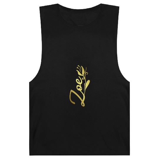 Zoe Name Faux Gold Tulip Flourish Barnard Tanks