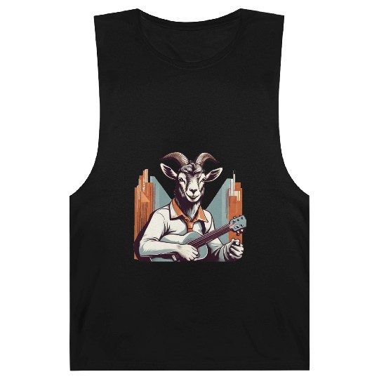 retro goat playing guitar vintage style Barnard Tanks