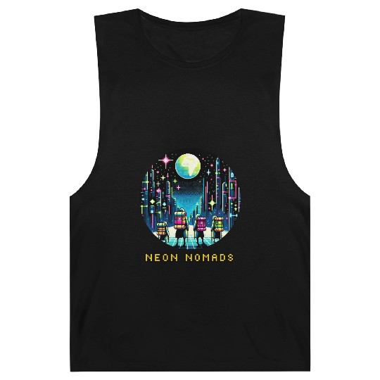 Cyberpunk Explorers - Neon Nomads Pixel Art Barnard Tanks