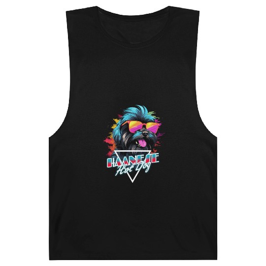 Retro Wave Havanese Hot Dog Barnard Tanks
