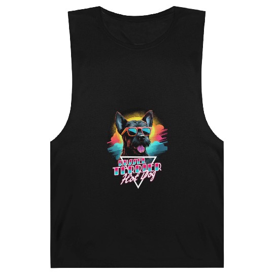Retro Wave Jack Russel Terrier Hot Dog Barnard Tanks