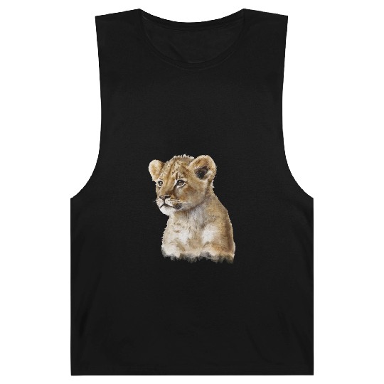 Baby Lion Aesthetic Watercolor Painting Portrait Barnard Tanks
