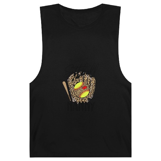 Softball Nanny Leopard Game Day Softball Lover Barnard Tanks