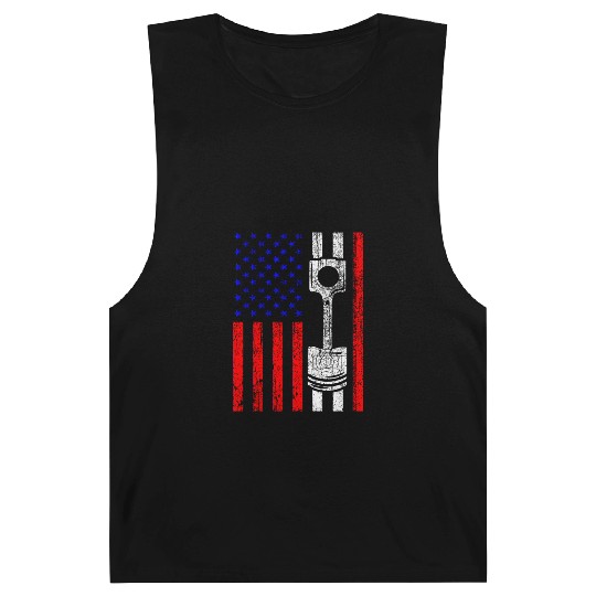 American Flag Piston Muscle Car Patriotic Vintage Barnard Tanks