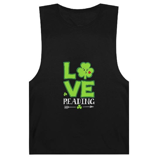 Love Shamrock Reading Teacher Funny St Patricks Da Barnard Tanks