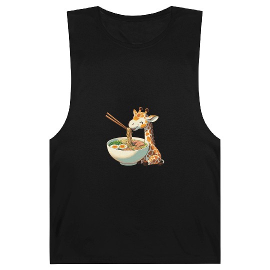 Cute Giraffe Eats Ramen Noodles Giraffe Ramen Barnard Tanks