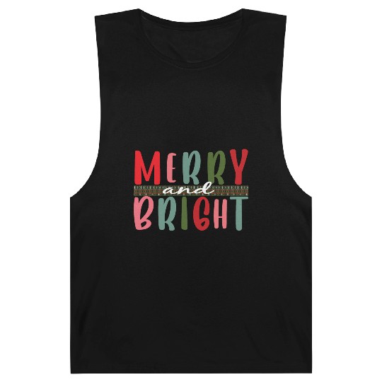 Womens Merry and Bright Christmas Tree Barnard Tanks