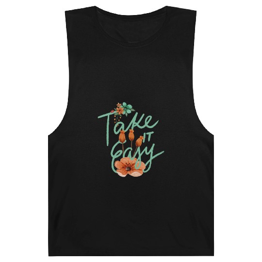 Green Brown Typography Quotes Cute take it easy Barnard Tanks