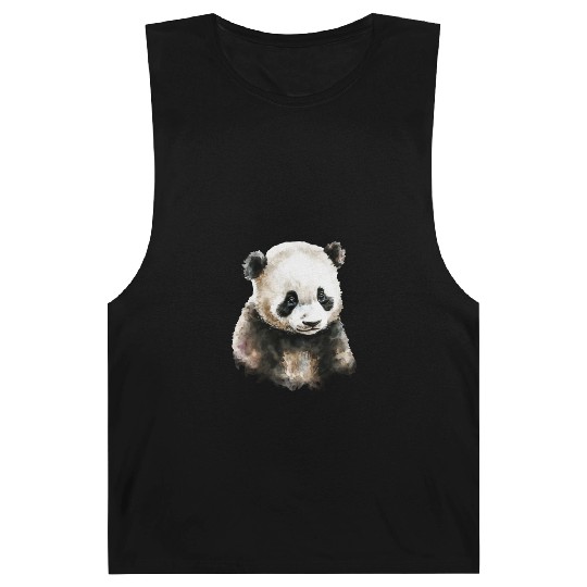 Cute Panda Bear Watercolor Painting Portrait Barnard Tanks