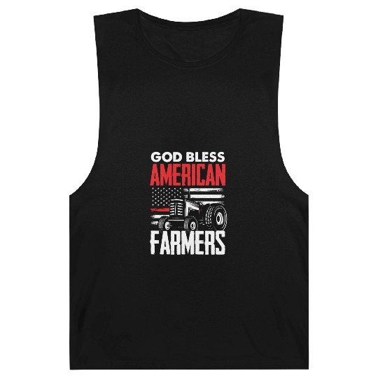 Patriotic US Flag Tractor Farmer Funny Farmer Gift Barnard Tanks