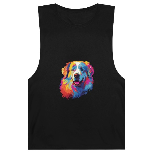 Watercolor Colorful Great Pyrenees Barnard Tanks