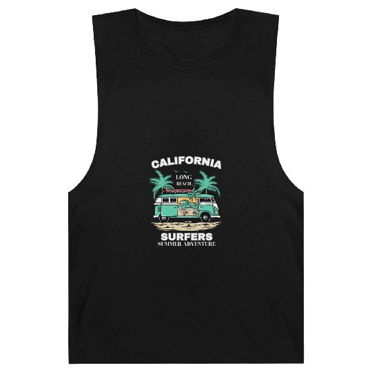 Men's And Women's California Long Beach Print Barnard Tanks