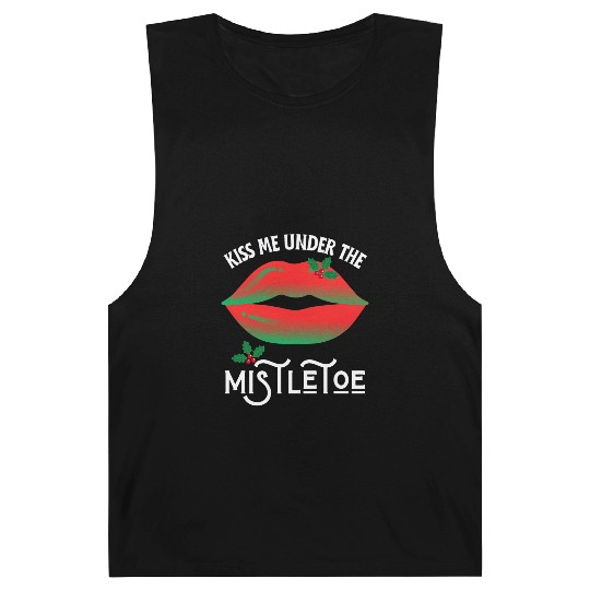 Kiss me under the Mistletoe Ugly Christmas Sweater Barnard Tanks
