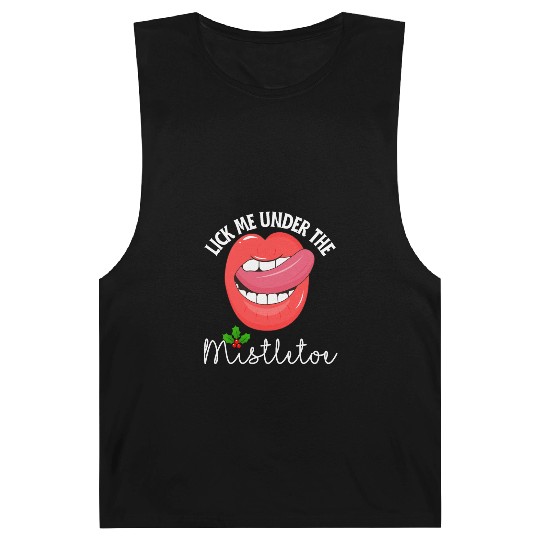 Lick me under the mistletoe ugly Christmas sweater Barnard Tanks