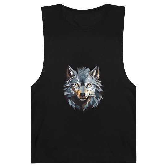 Majestic Wolf Face Illustration Barnard Tanks