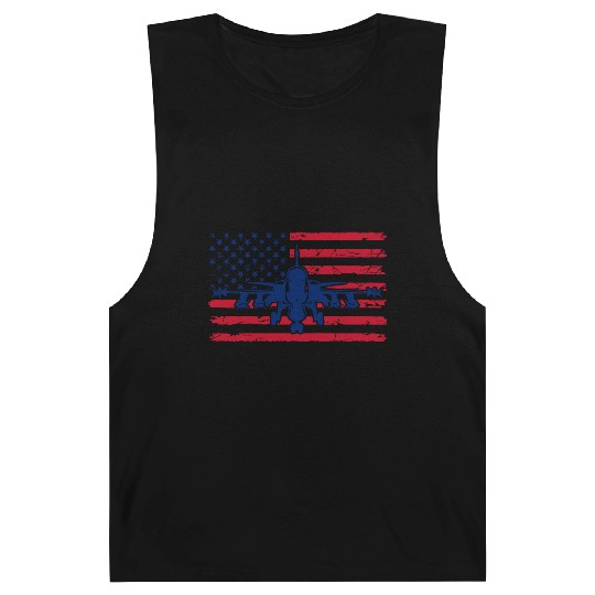 US Flag Airplane Patriotic American Pilot Barnard Tanks