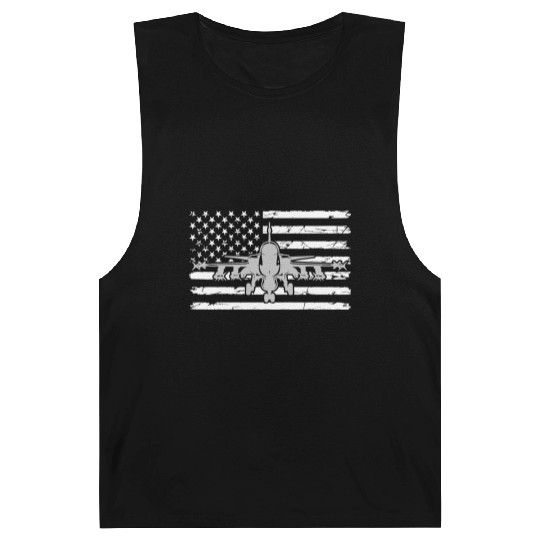 US Flag Airplane Patriotic American Pilot Barnard Tanks