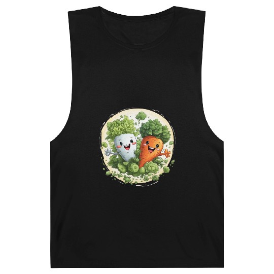 Cute kawaii carrot and a broccoli Barnard Tanks