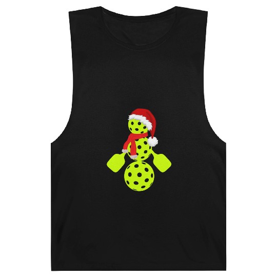 Funny pickleball snowman merry Christmas Barnard Tanks