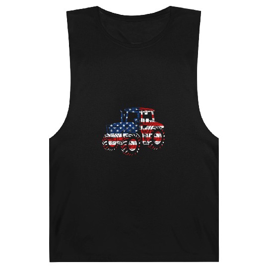 Patriotic US Flag Tractor Farmer Funny Farmer Gift Barnard Tanks