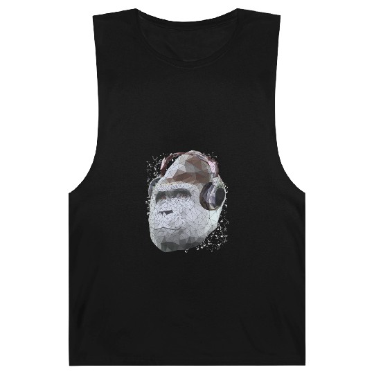 Gorilla with headphones low poly pop art Barnard Tanks