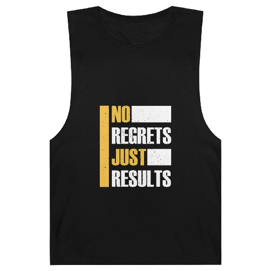 No Regrets Just Results distress grunge typography Barnard Tanks