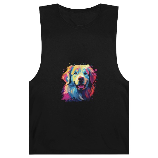 Watercolor Colorful Great Pyrenees Barnard Tanks