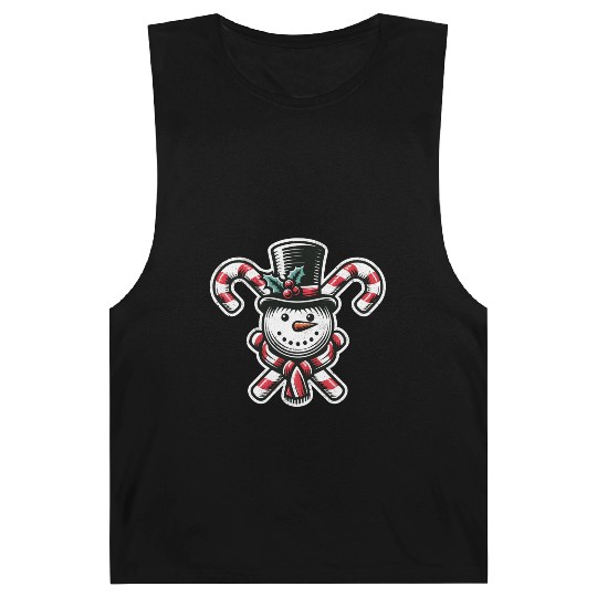 Candy Cane Cheer - snowman with Top Hat design Barnard Tanks