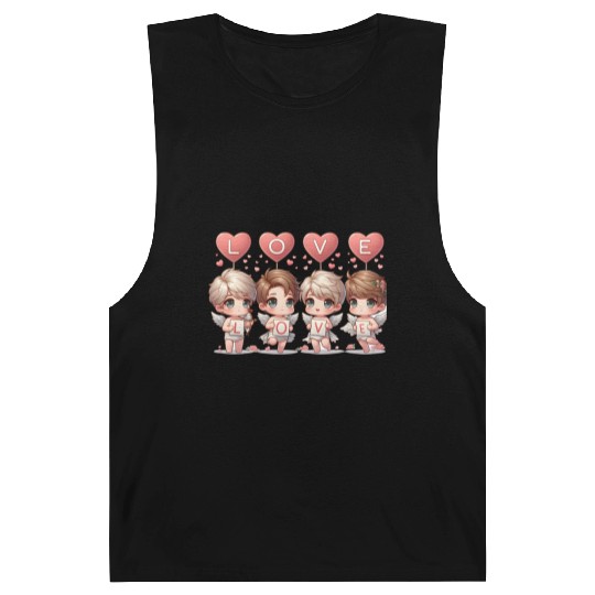Cute Cupid Cherub Angel Low Poly Valentine's Barnard Tanks