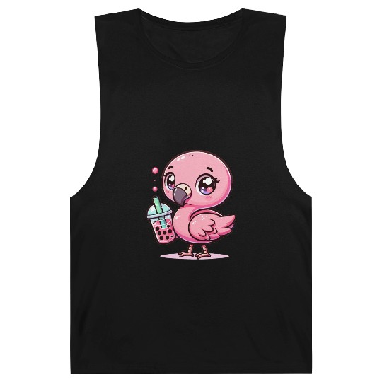 Cute Kawaii Flamingo Bubble Tea Lover Flamingo Barnard Tanks