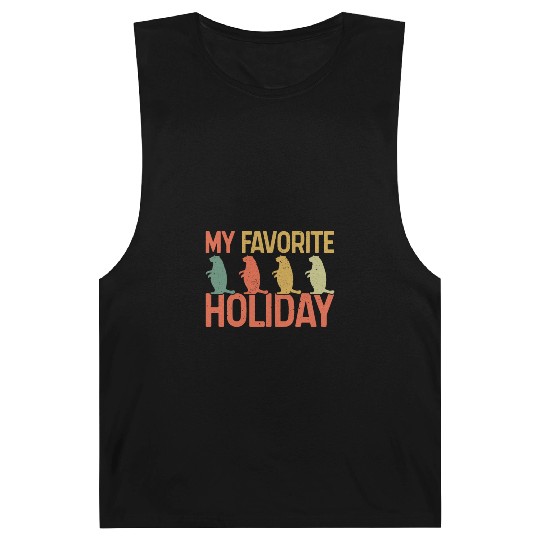 My Favorite Holiday Groundhog Day Retro Vintage Barnard Tanks