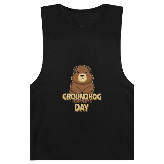 Groundhog Day Day February 2 Cute Kawaii Barnard Tanks