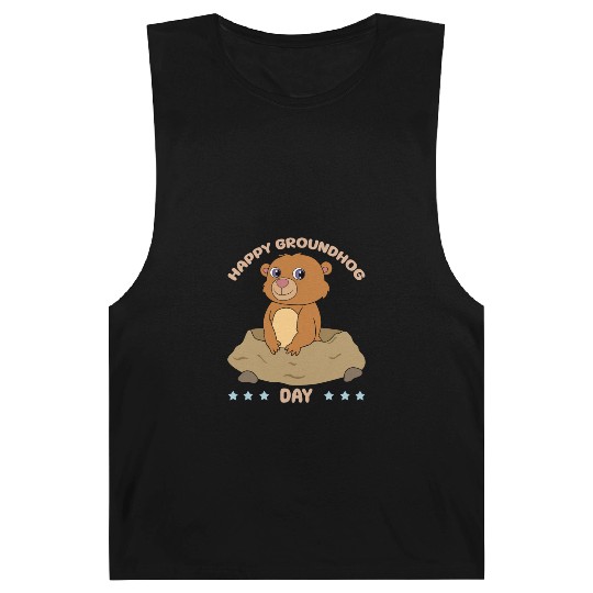Happy Groundhog Day Cute Kawaii Groundhog Barnard Tanks